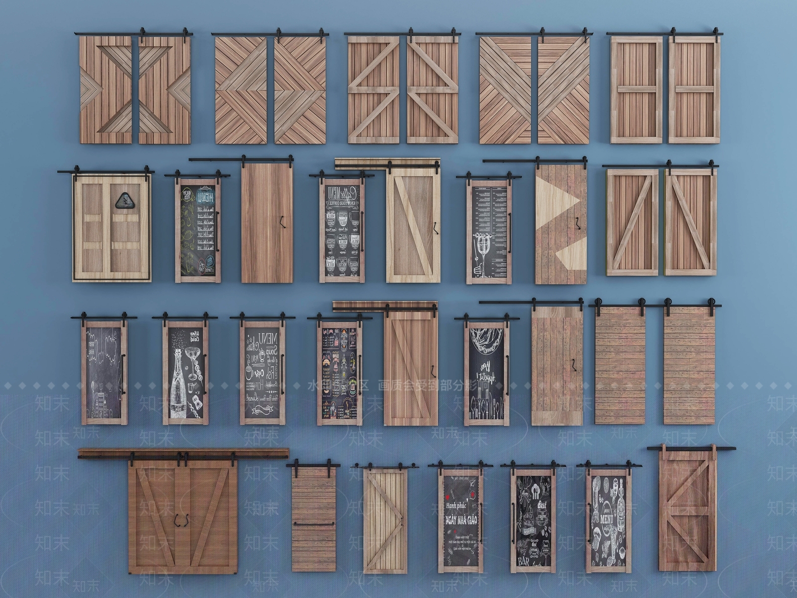 北欧推拉门3D模型下载【ID:1129598281】