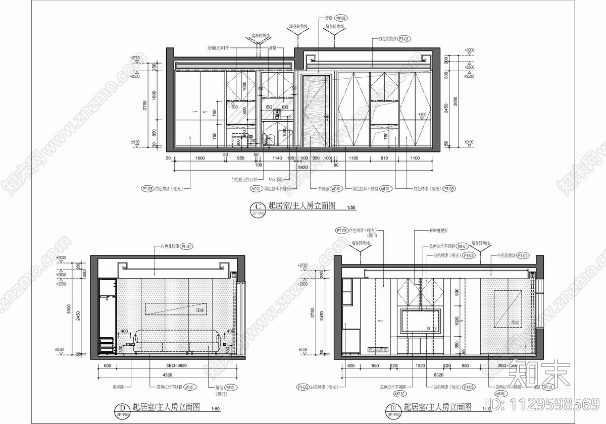 400㎡三层别墅室内施工图下载【ID:1129598569】