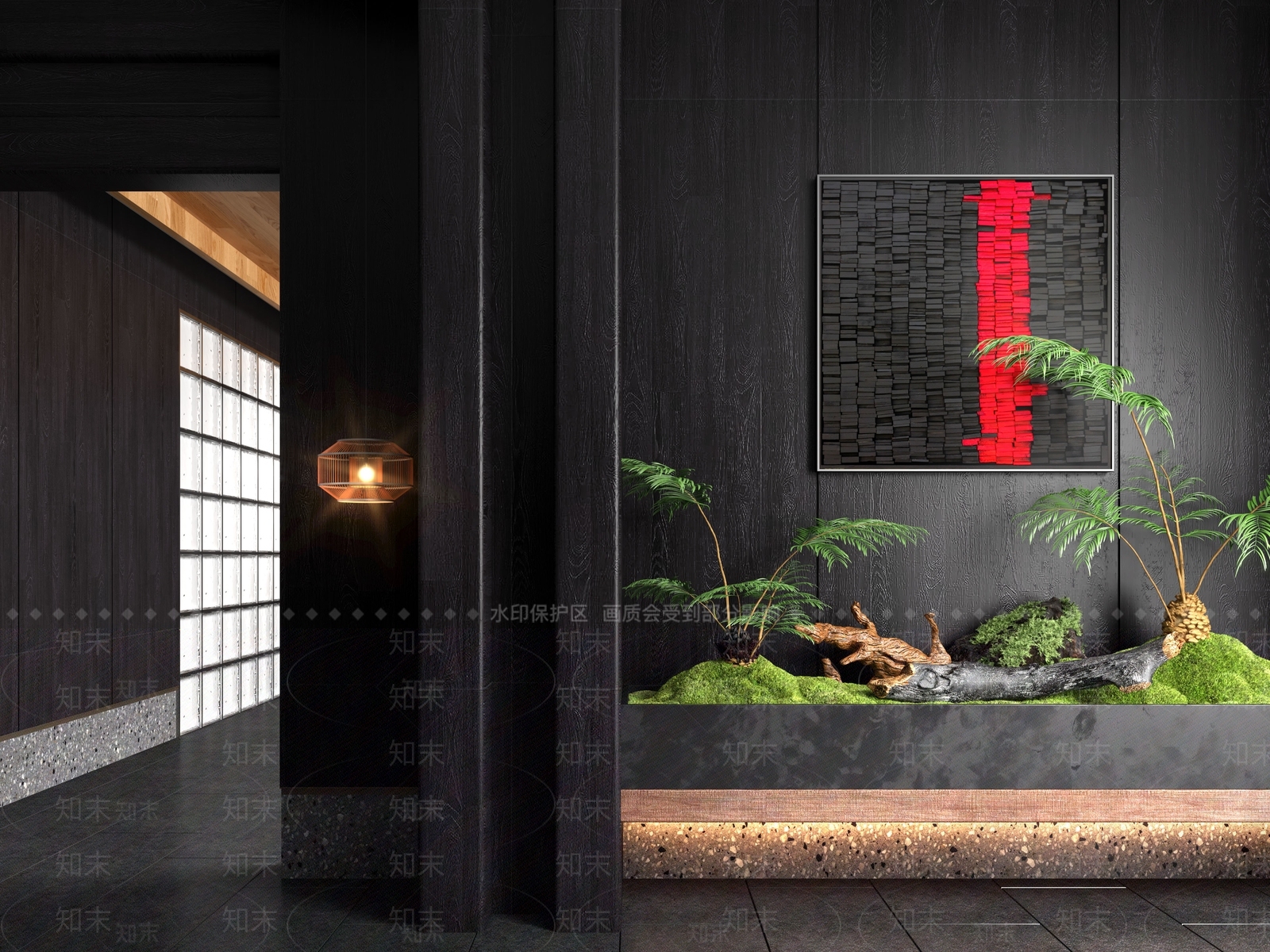 中式室内景观SU模型精品下载_SketchUp模型_知末网