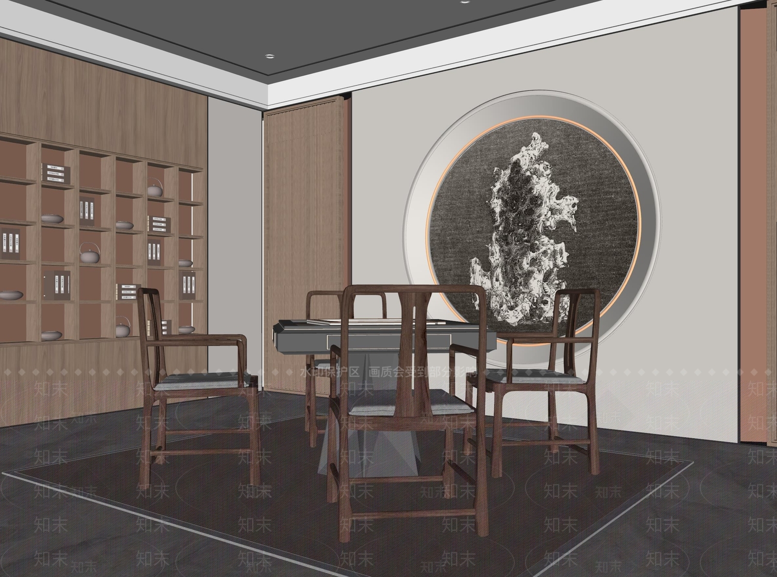 新中式棋牌室SU模型下载【ID:1129602134】