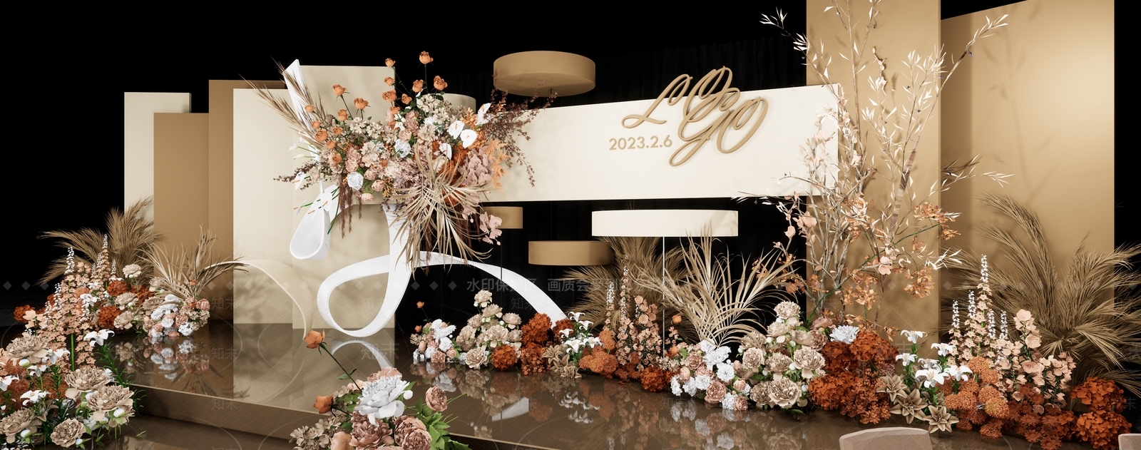 现代咖色婚礼SU模型下载【ID:1129604693】