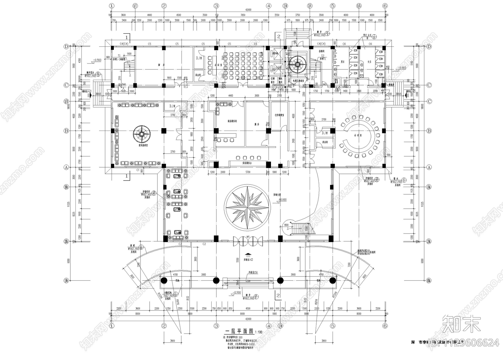 新锦城宾馆室内平面图施工图下载【ID:1129606624】