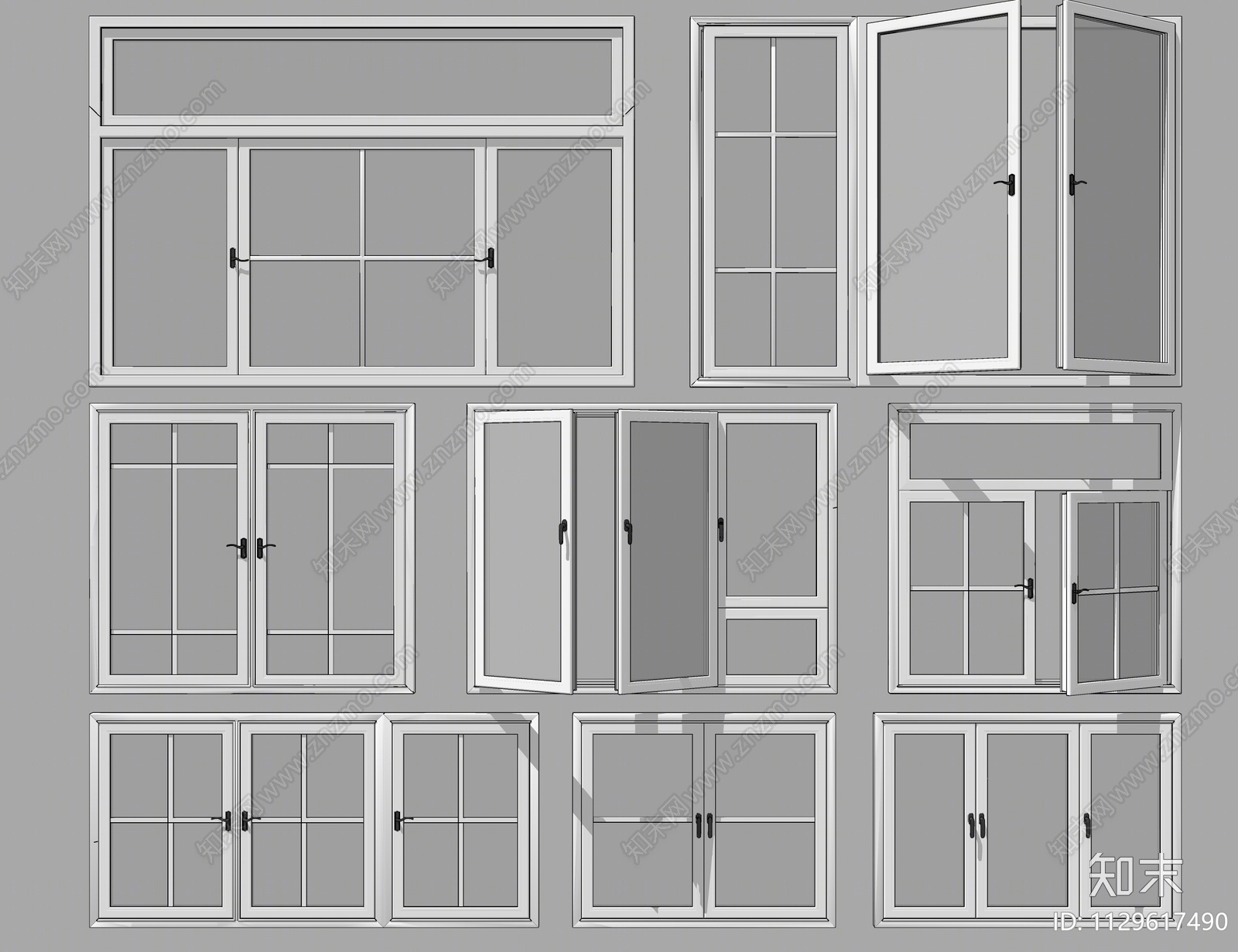 现代窗户组合SU模型下载【ID:1129617490】