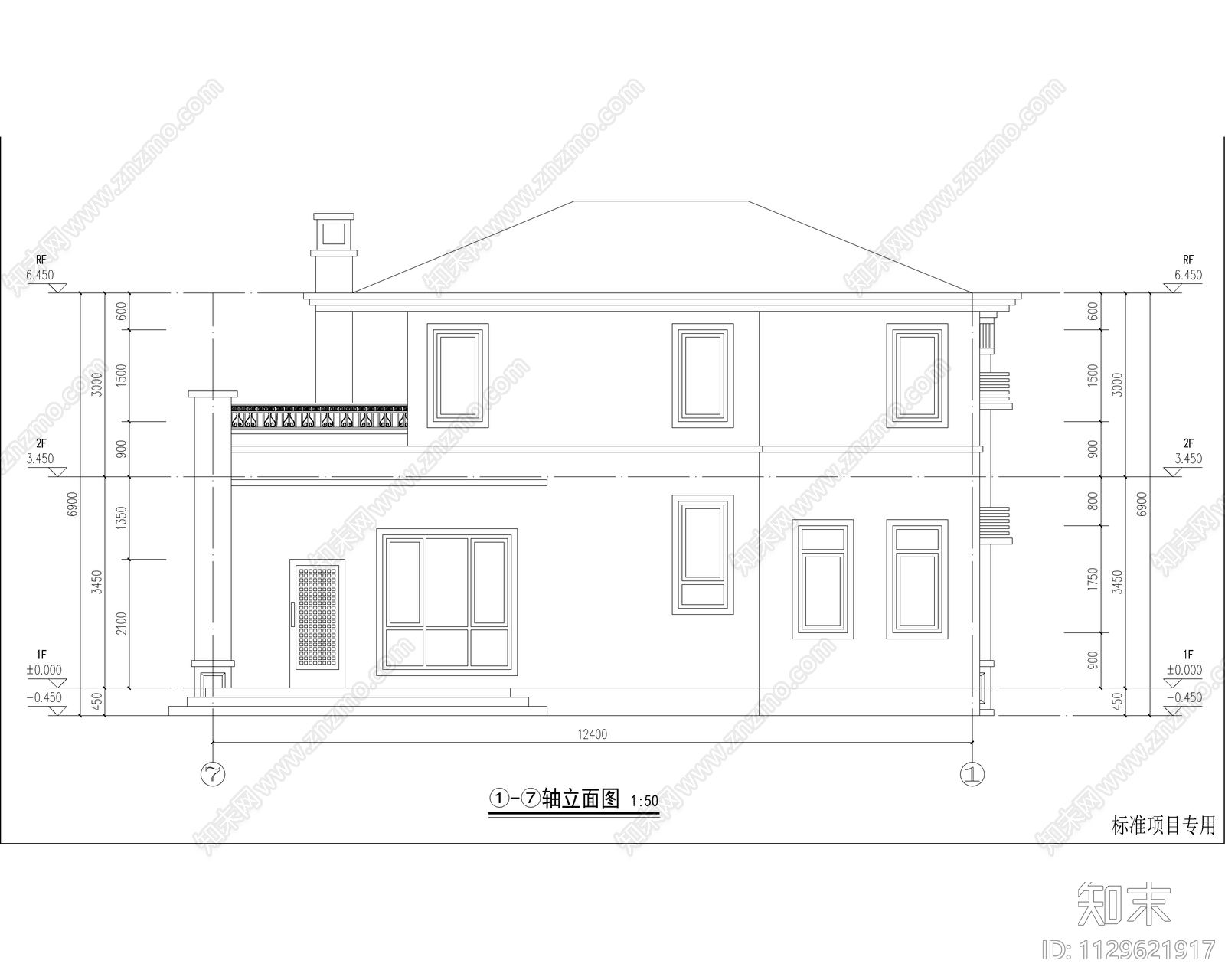 新中式别墅平面cad施工图下载【ID:1129621917】