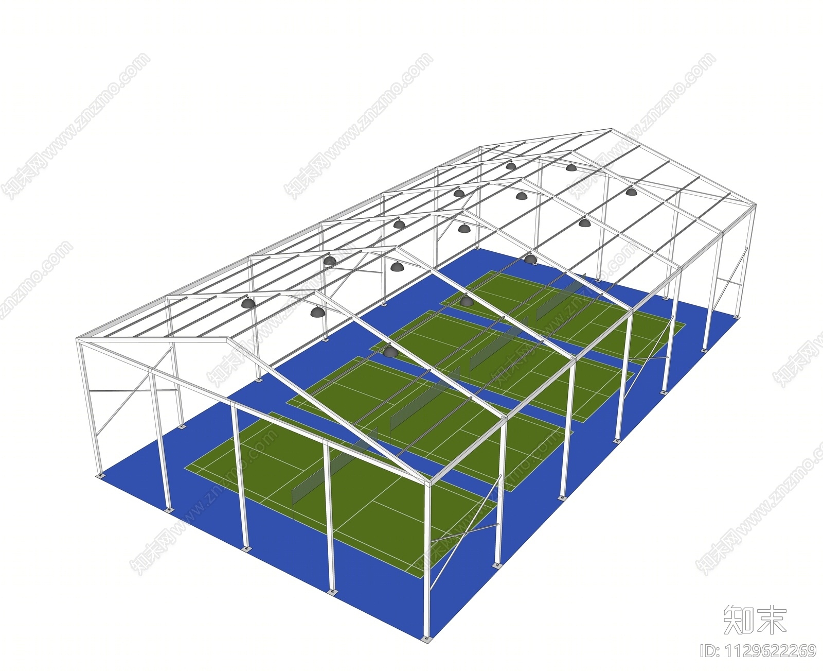 现代羽毛球场SU模型下载【ID:1129622269】
