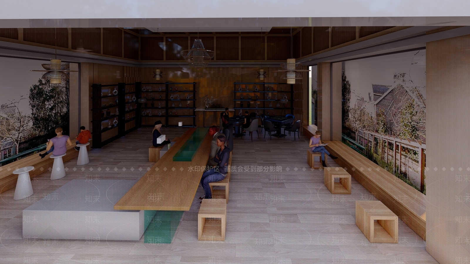 现代禅意茶室SU模型下载【ID:1129628989】