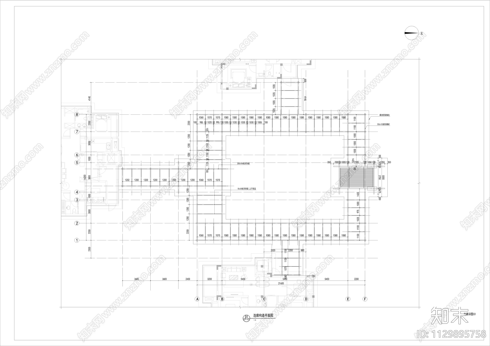 新中式亭廊水景cad施工图下载【ID:1129895758】