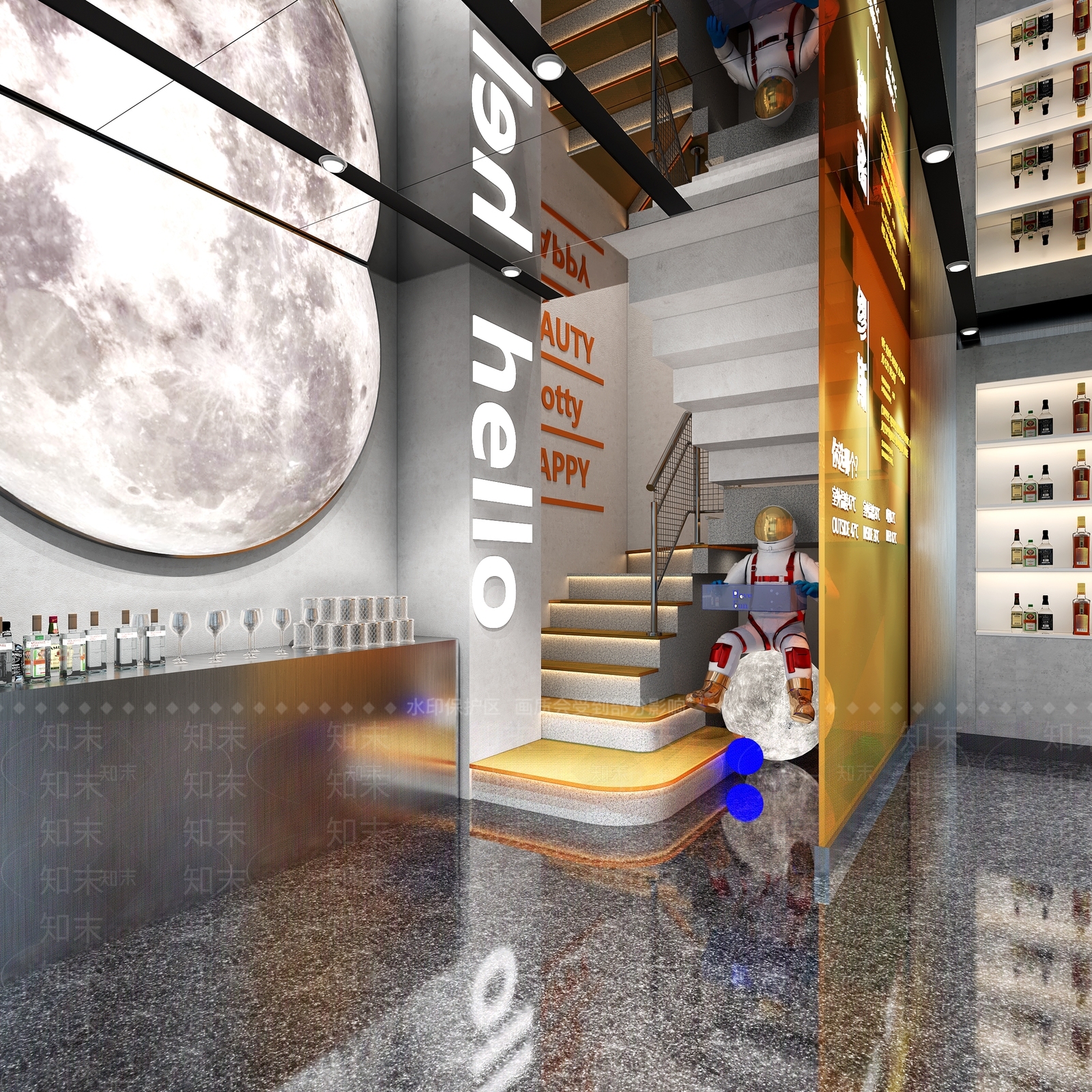 现代科技感酒吧3D模型下载【ID:1129632223】