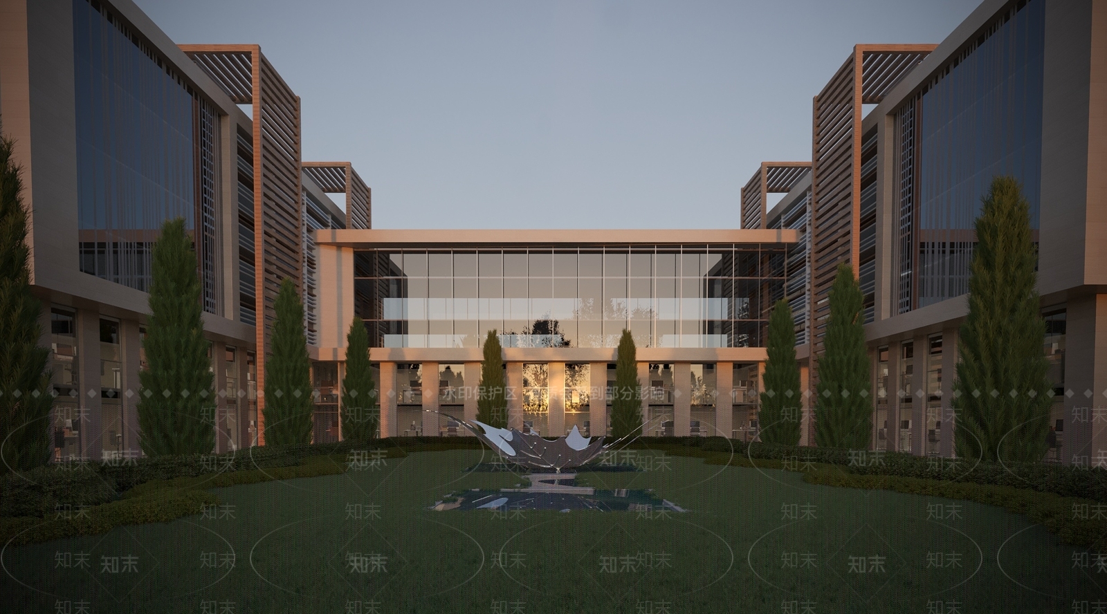 现代多层办公楼建筑3D模型下载【ID:1129653571】