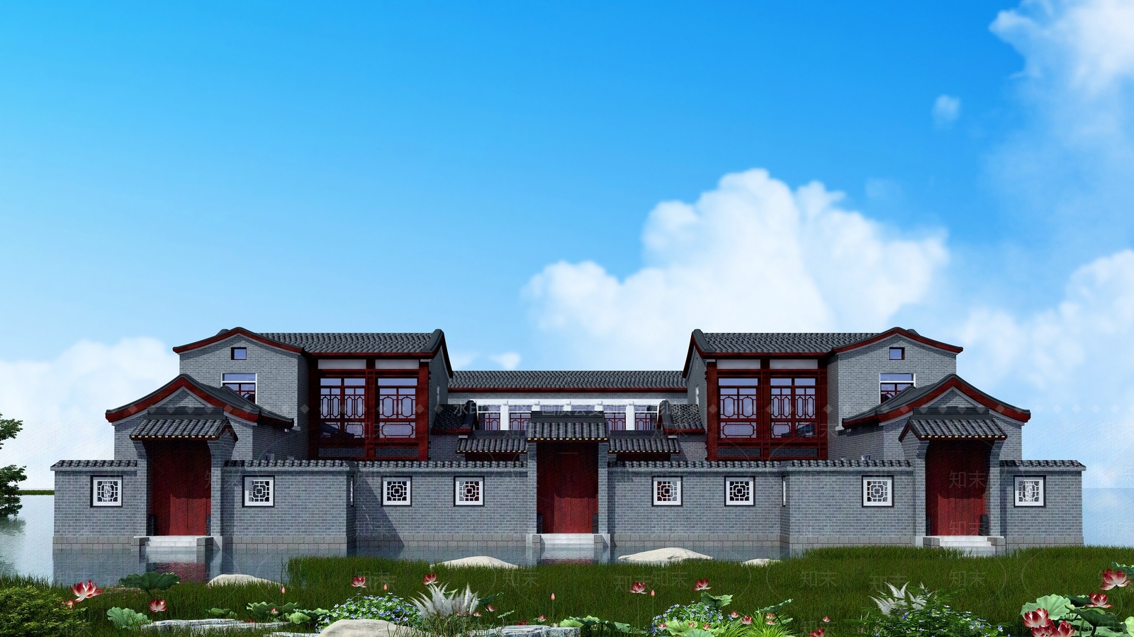 中式四合院3D模型下载【ID:1129640113】_知末3d模型网