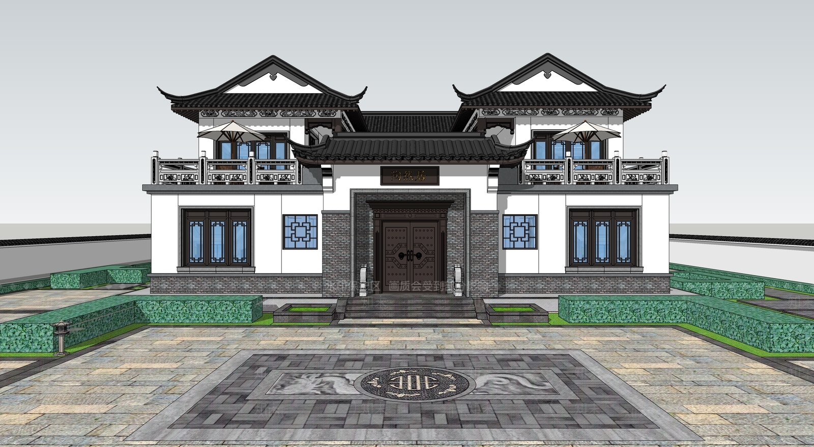 中式四合院SU模型下载【ID:1129640479】