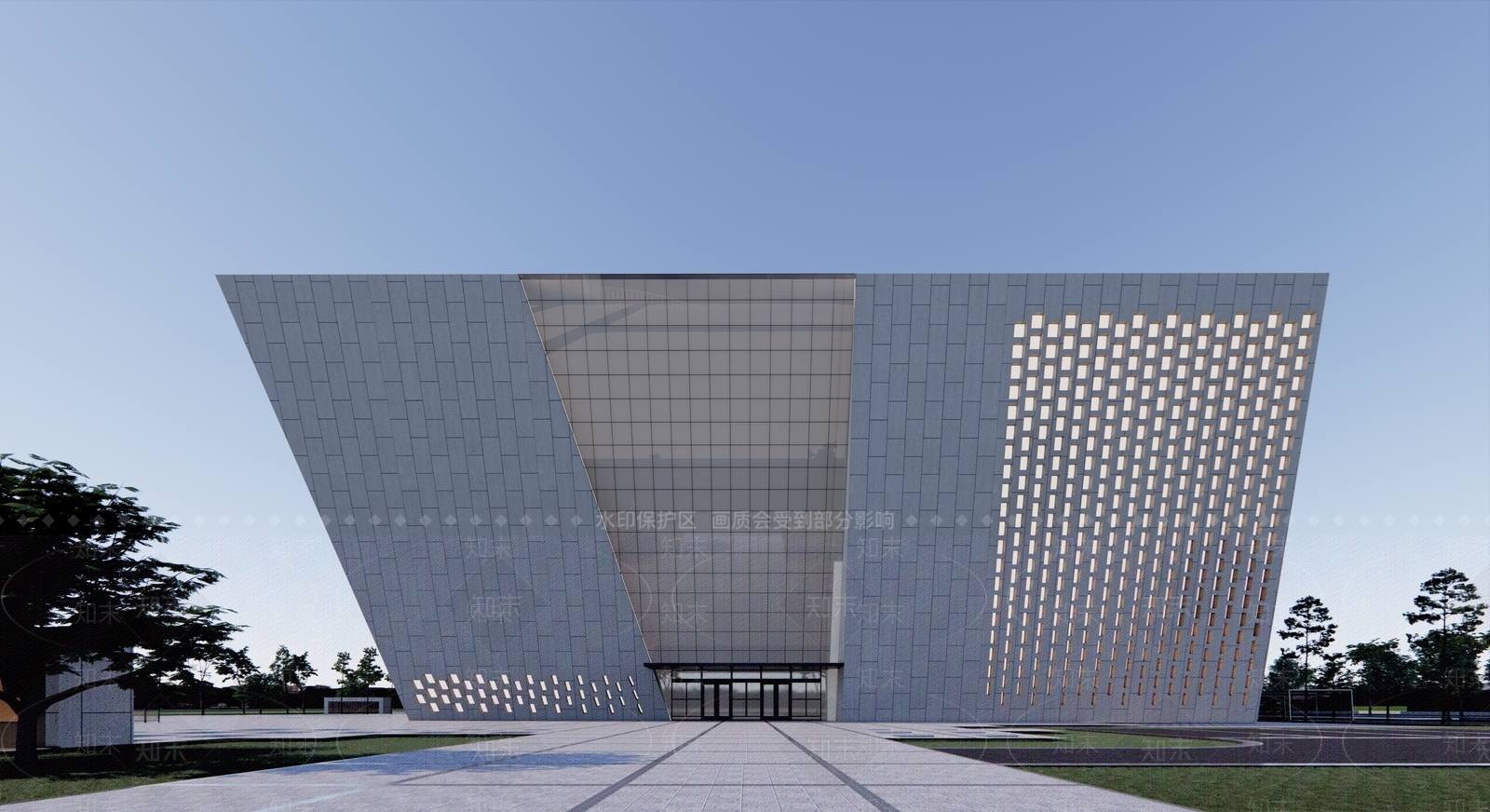 现代文教建筑SU模型下载【ID:1129642554】