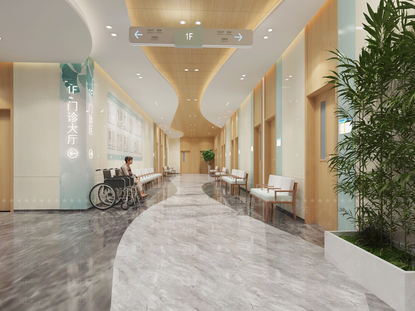 现代医院过道3D模型下载【ID:1129643809】