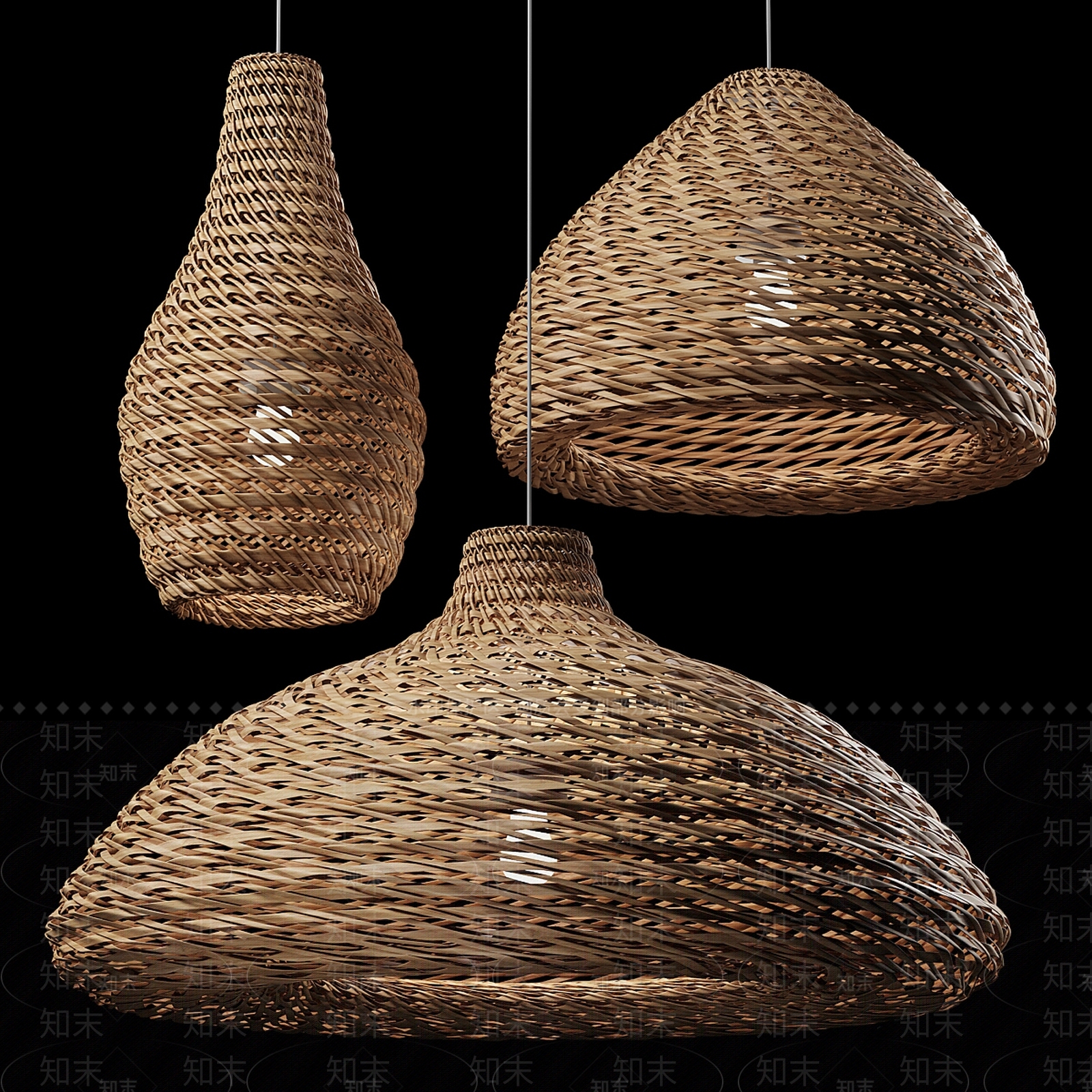 北欧藤编吊灯3D模型下载【ID:1129645507】