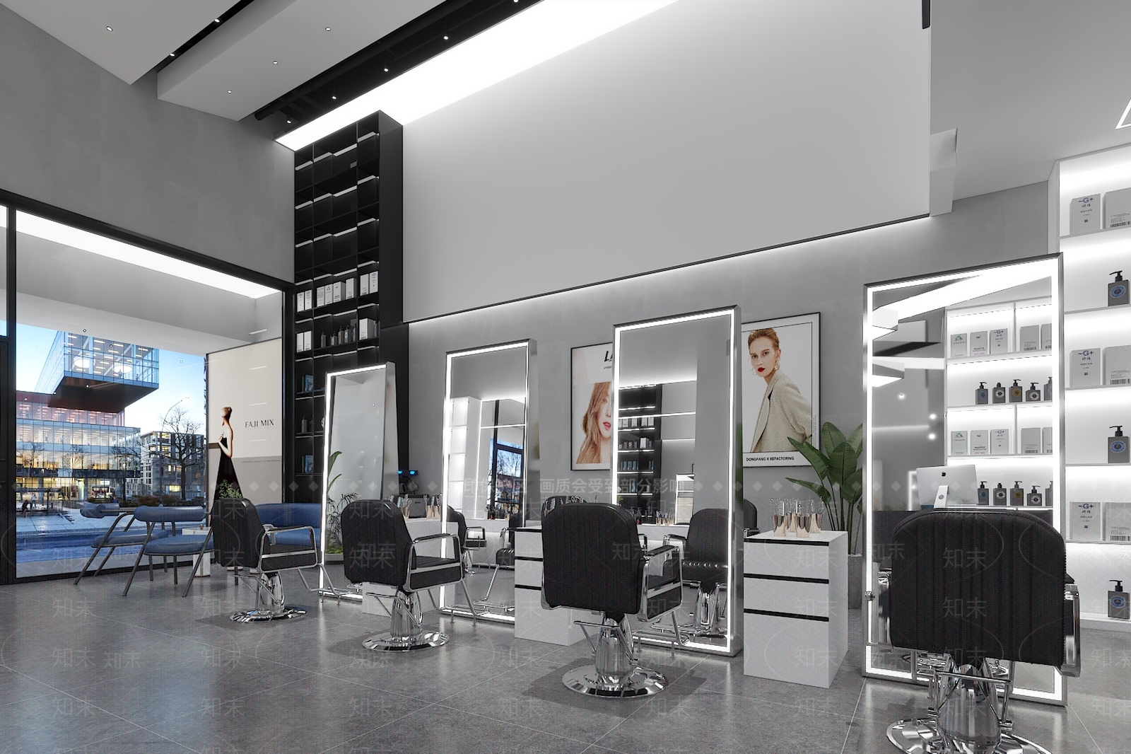 现代美发店3D模型下载【ID:1129653211】