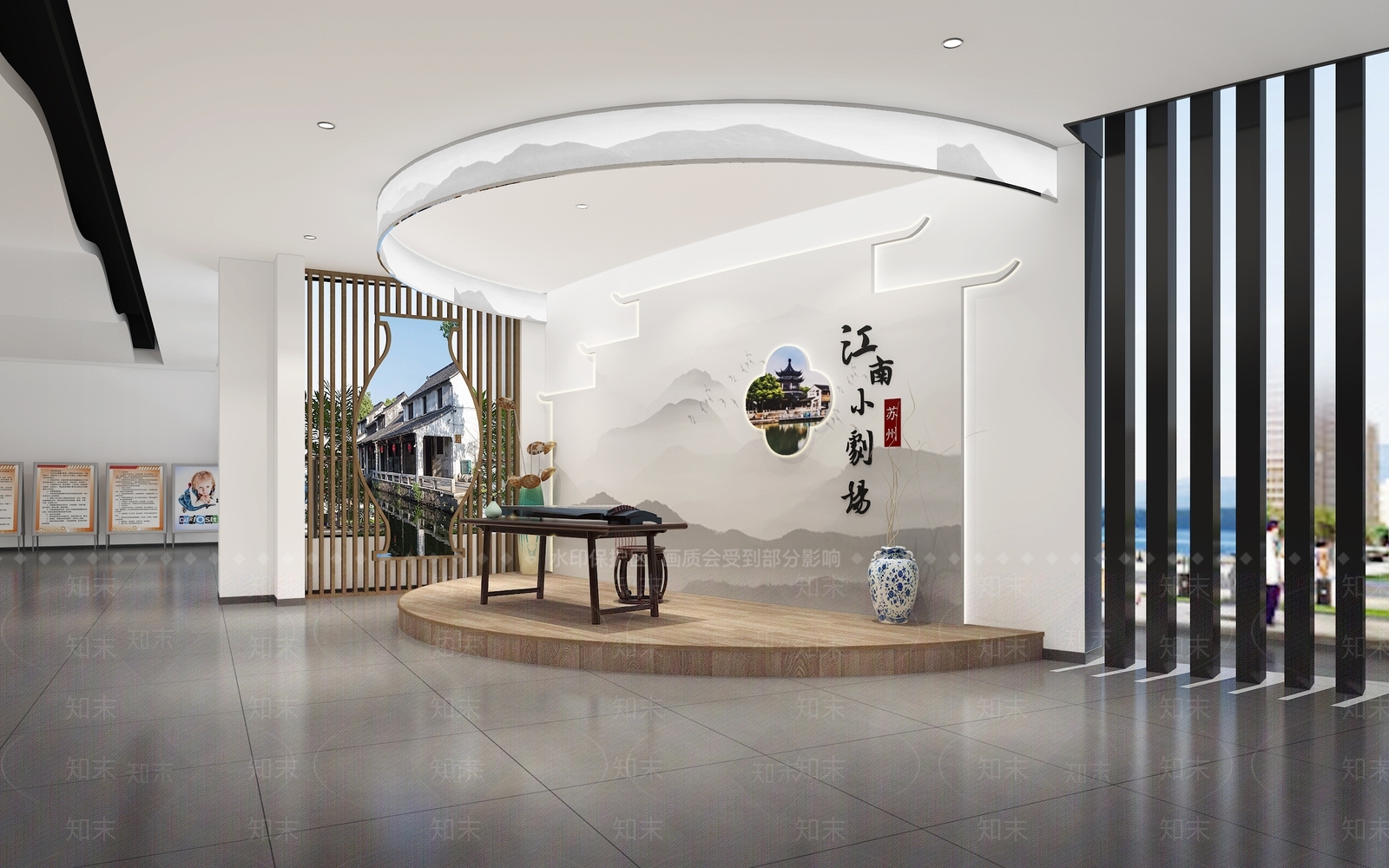 新中式培训机构大厅3D模型下载【ID:1129659837】