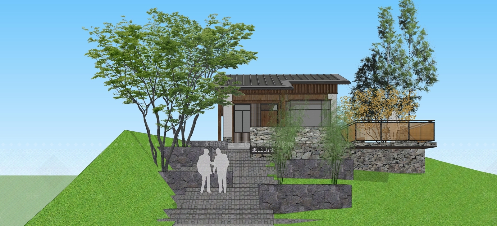 现代乡村民房民宿建筑SU模型下载【ID:1129660265】