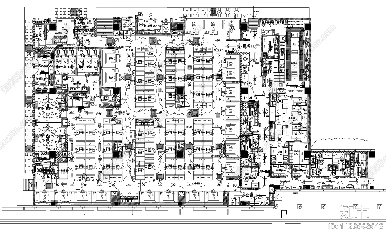 西安1150㎡海底捞火锅店效果图cad施工图下载【ID:1129662646】