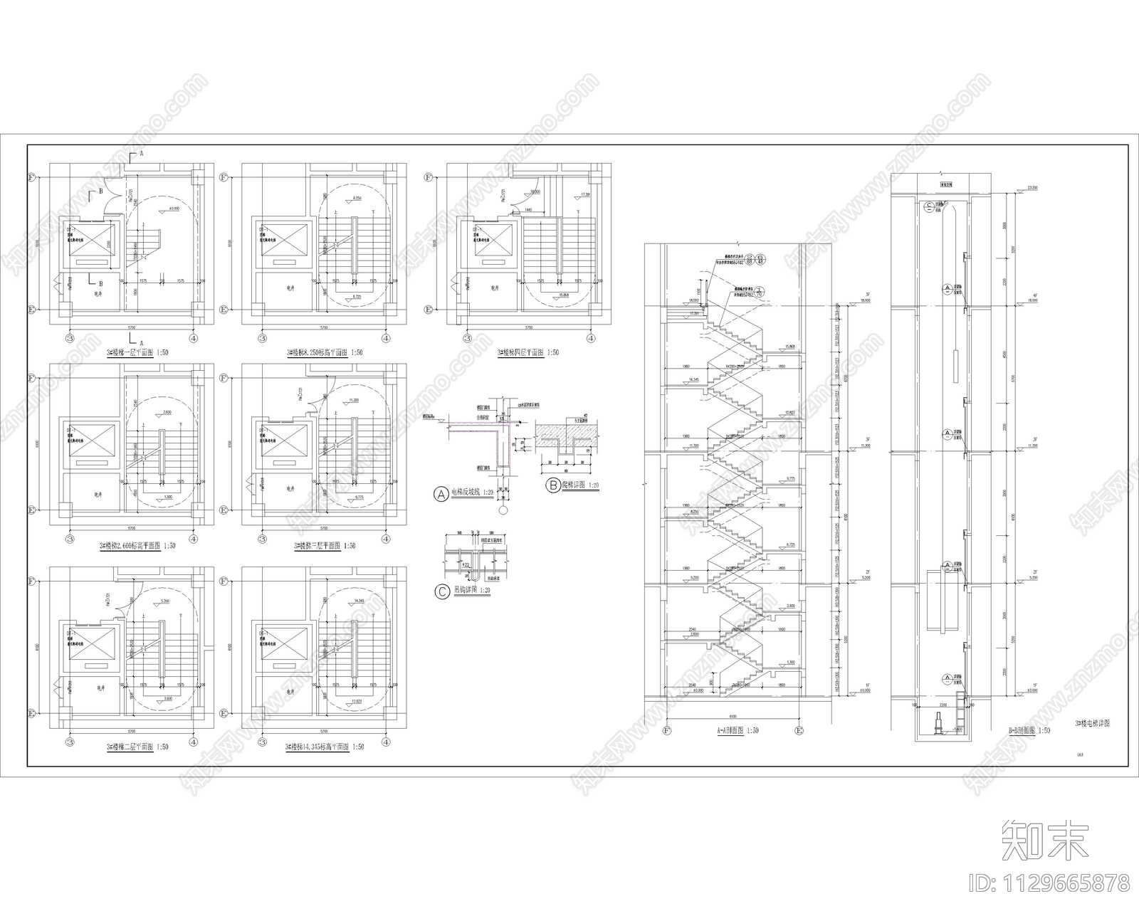 中式文化馆建筑cad施工图下载【ID:1129665878】