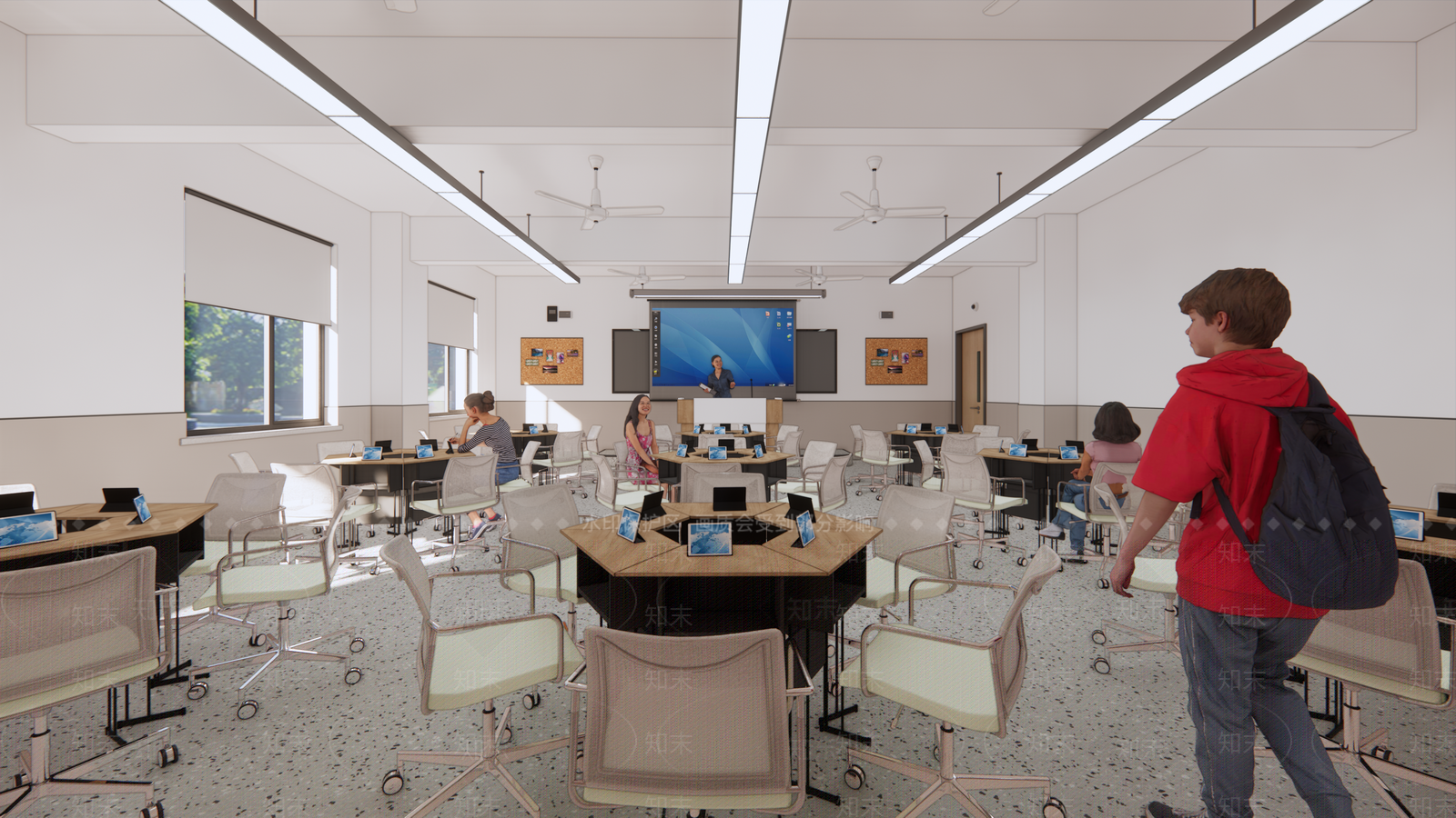 学校多媒体电脑教室SU模型下载【ID:1129666234】
