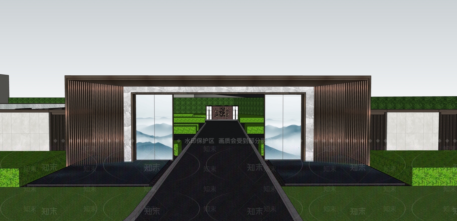 新中式入口大门SU模型下载【ID:1129671185】