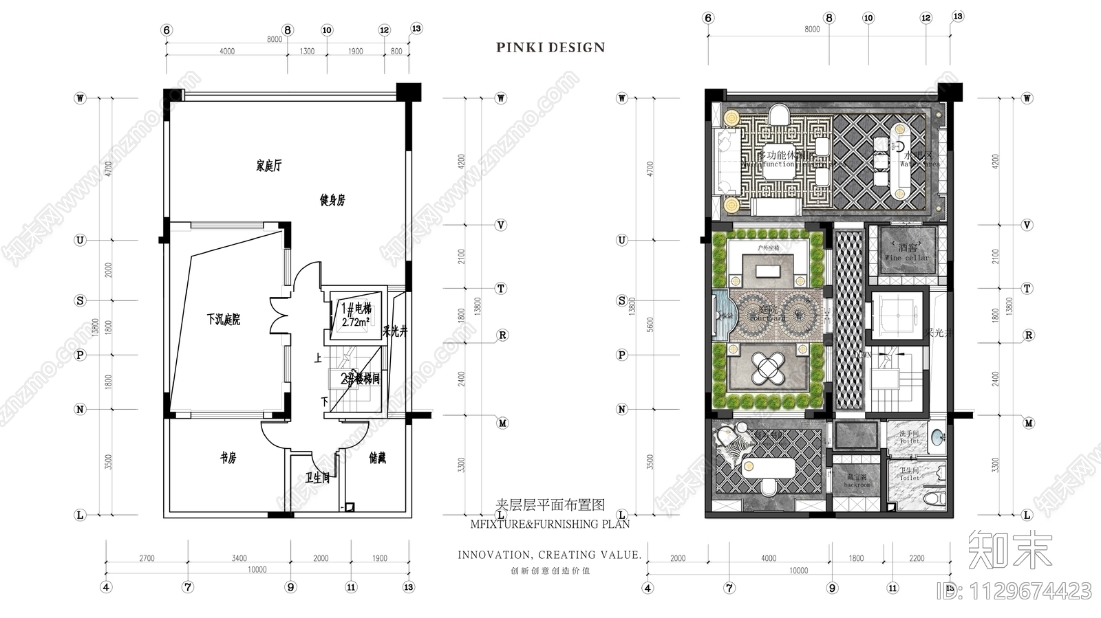 415㎡别墅样板房室内cad施工图下载【ID:1129674423】