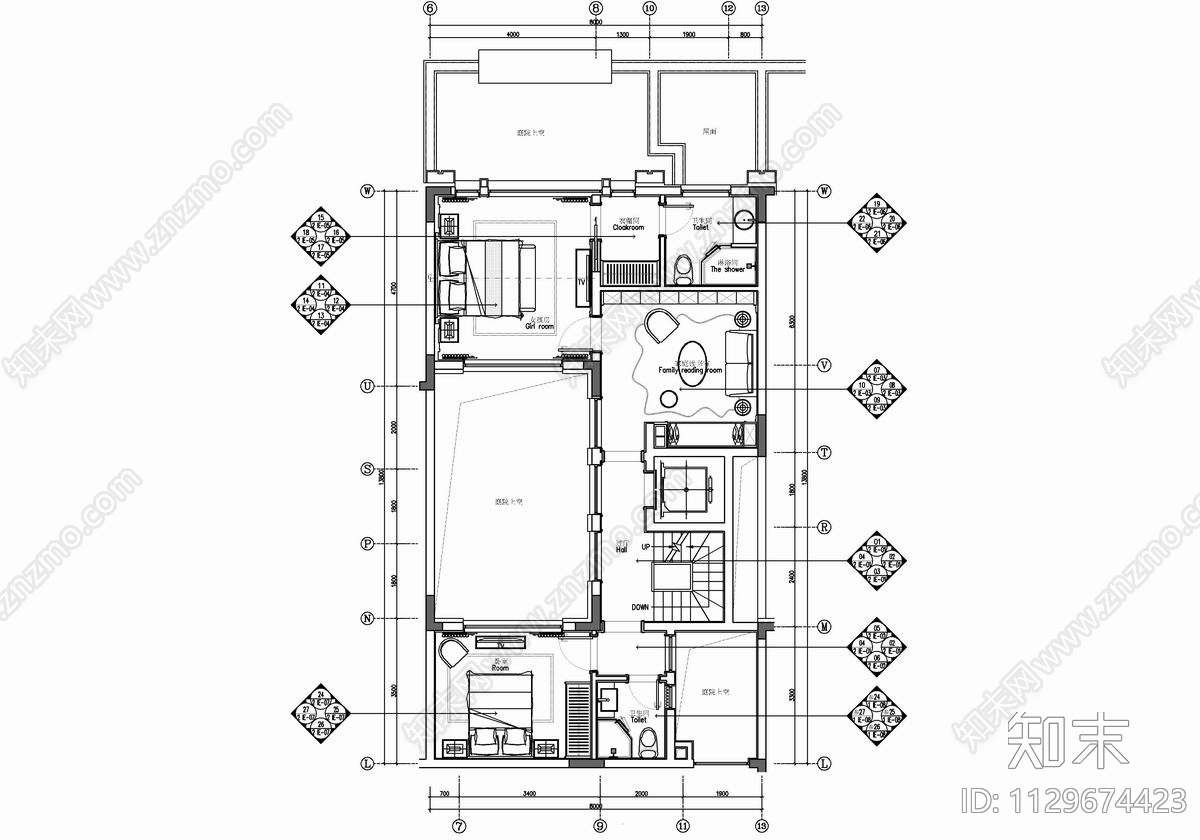 415㎡别墅样板房室内cad施工图下载【ID:1129674423】