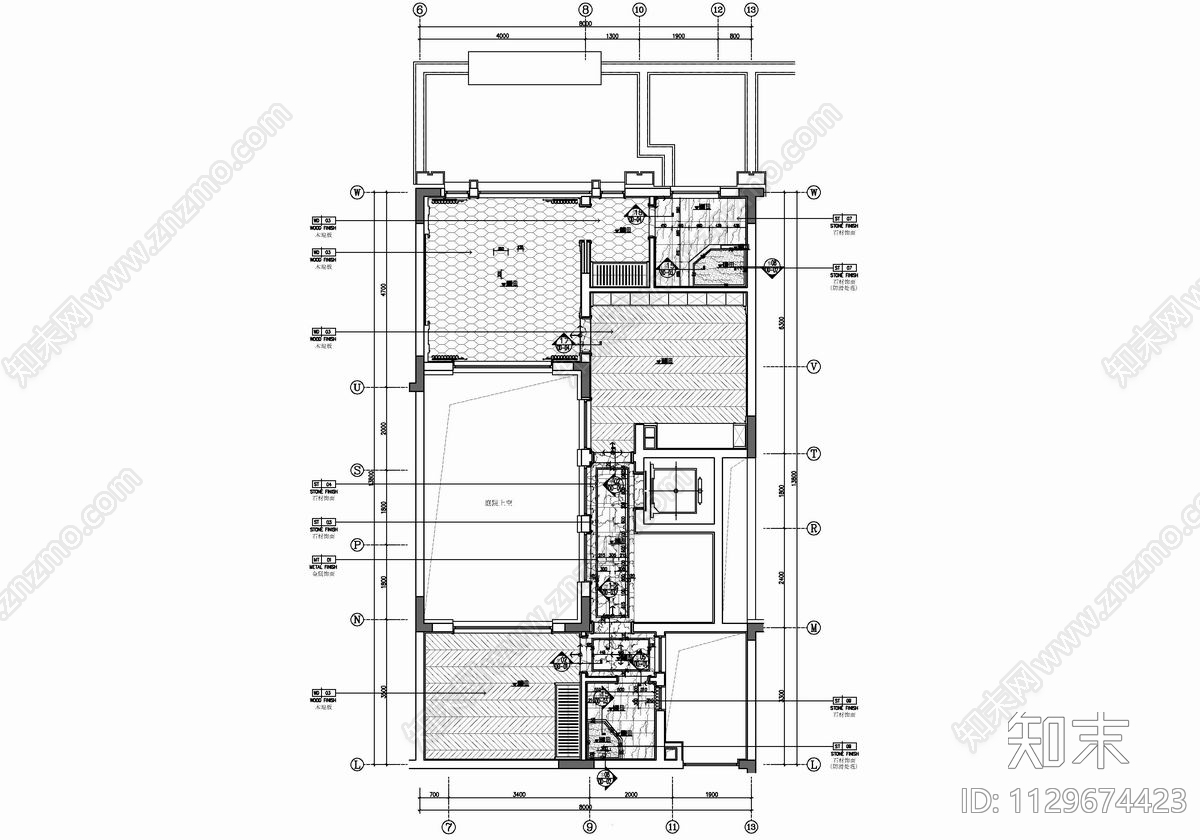 415㎡别墅样板房室内cad施工图下载【ID:1129674423】