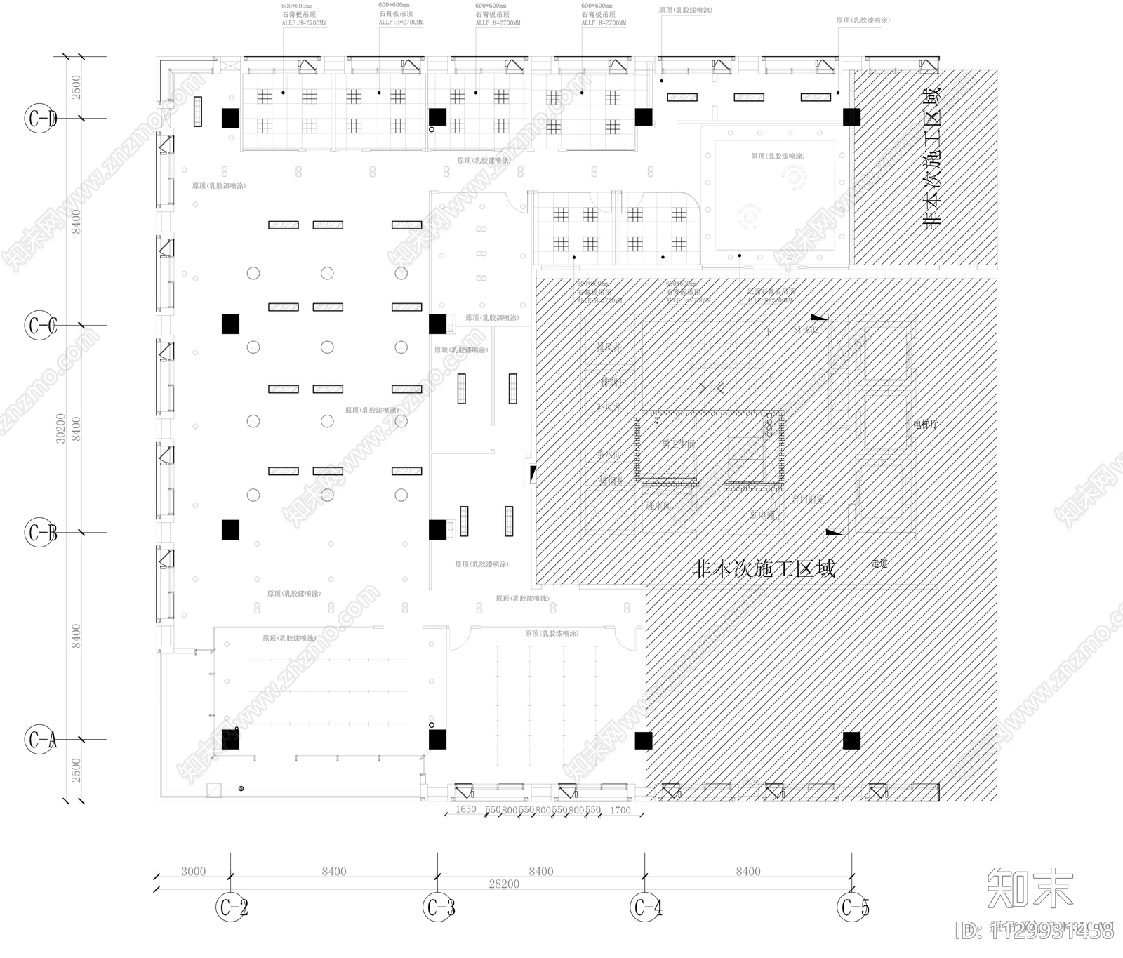 现代简约办公空间cad施工图下载【ID:1129931458】