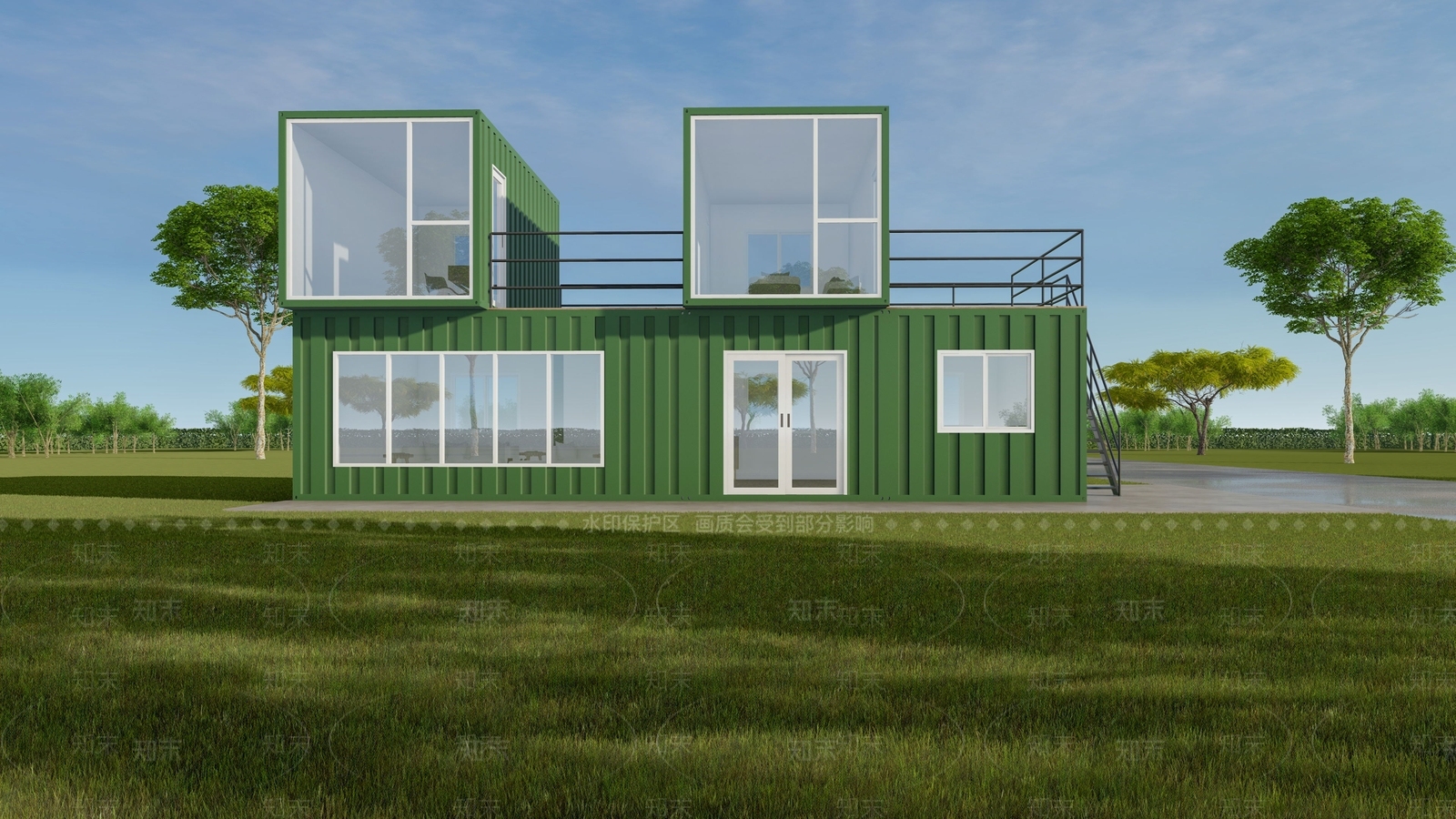 集装箱建筑SU模型下载【ID:1129679001】