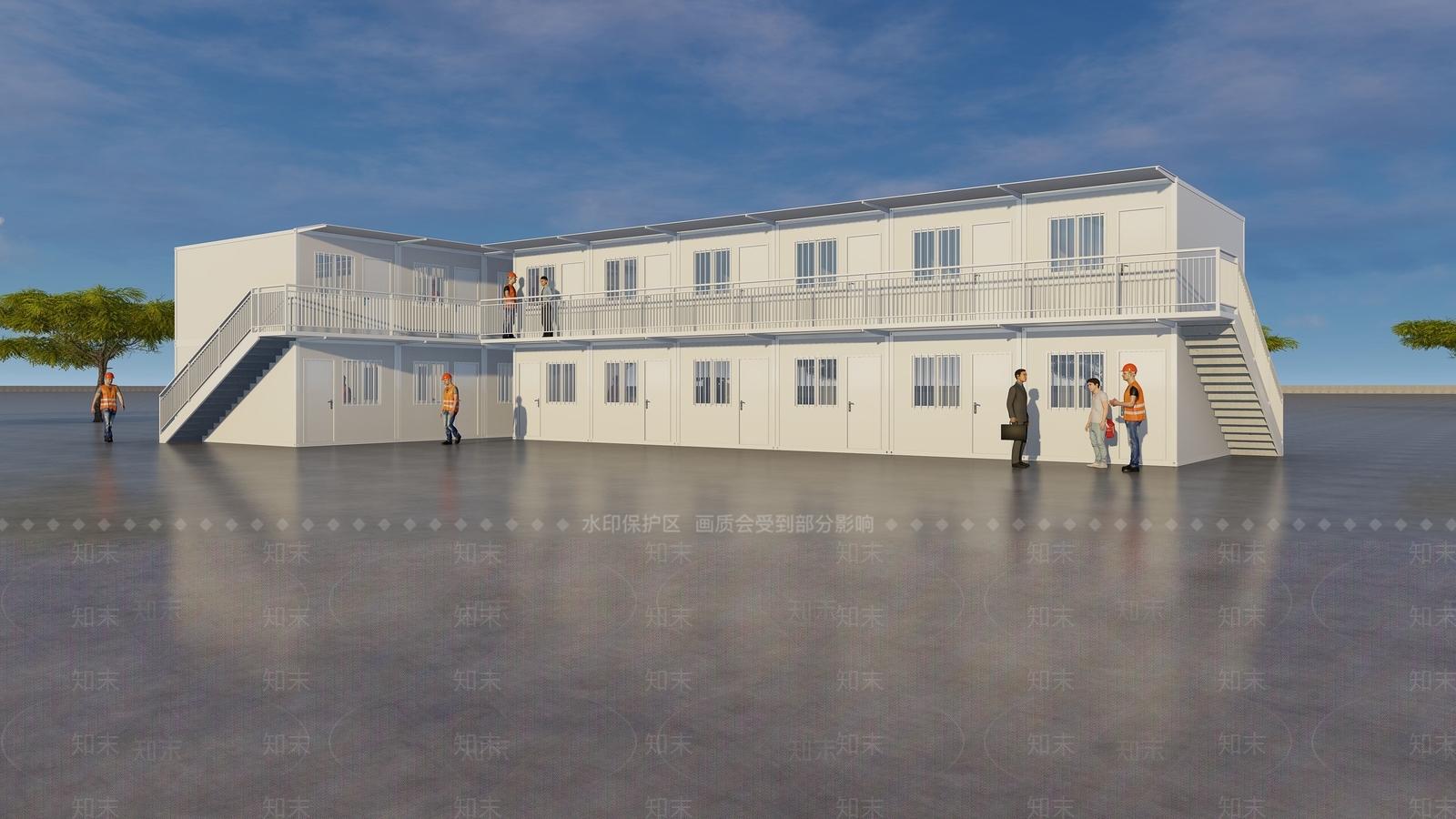 现代工地活动板房SU模型下载【ID:1129679660】