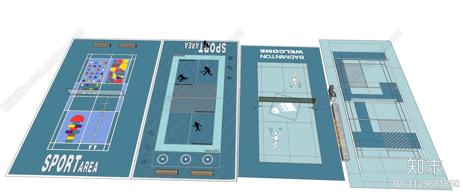 现代羽毛球场SU模型下载【ID:1129681650】