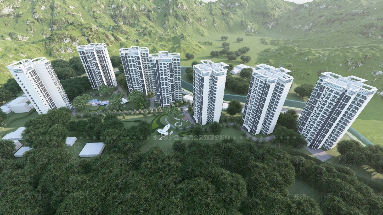 现代小区建筑SU模型下载【ID:1129683935】