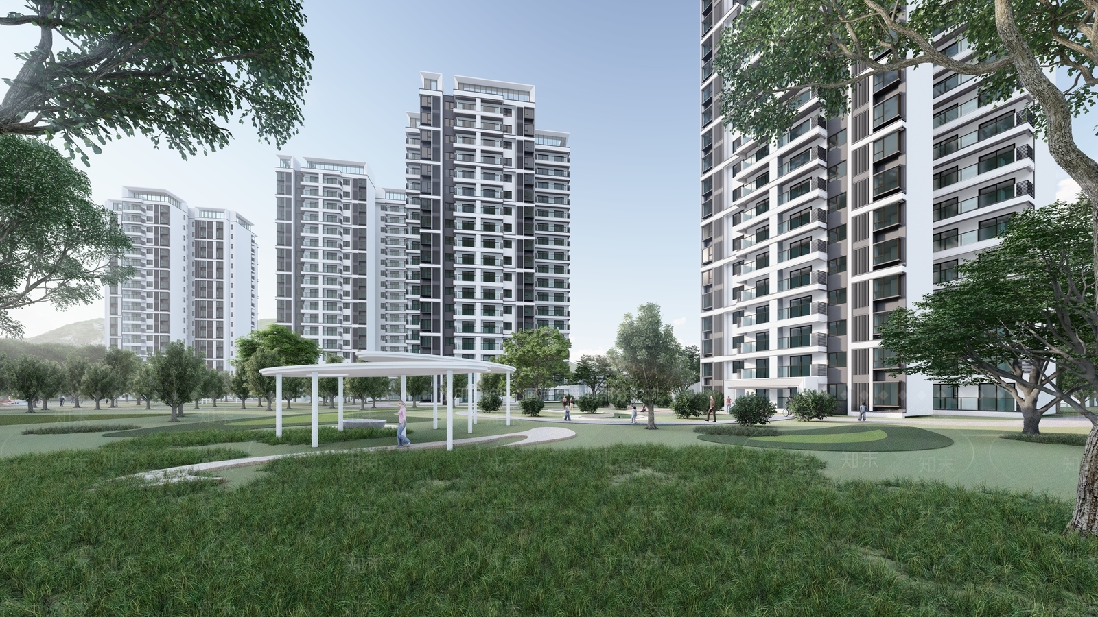 现代小区建筑SU模型下载【ID:1129683935】