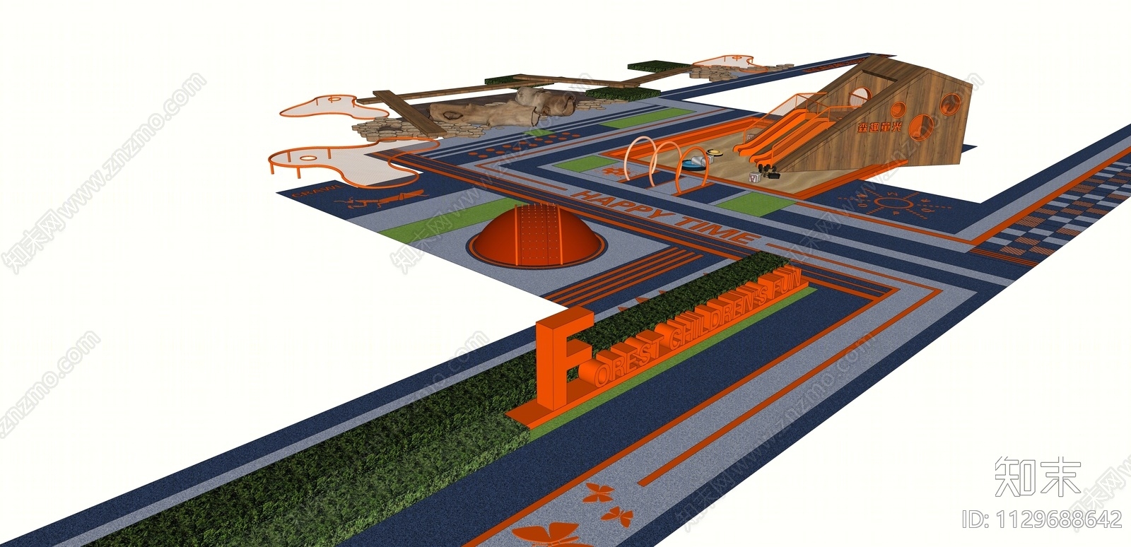 现代儿童游乐区SU模型下载【ID:1129688642】