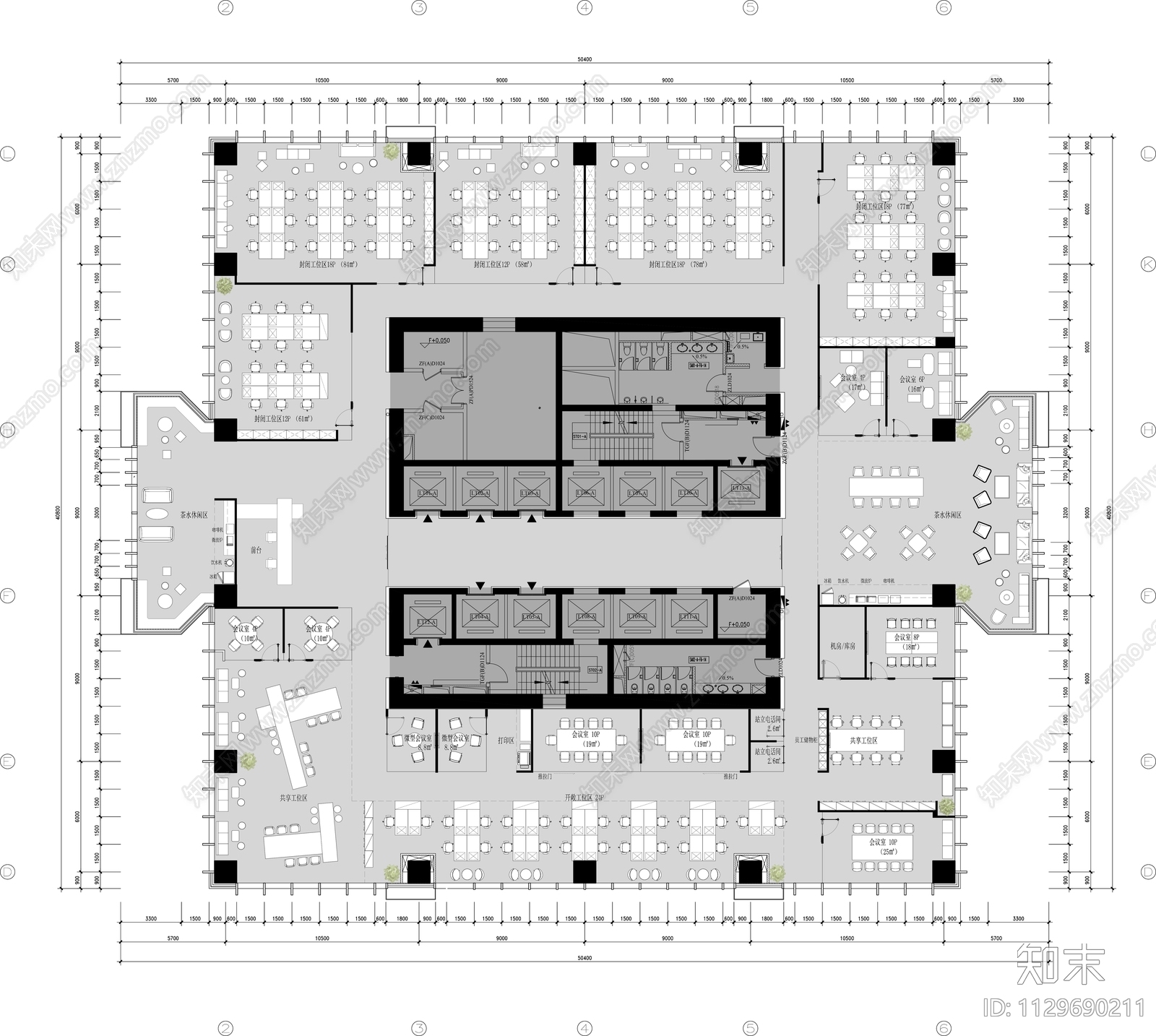 现代风格办公室cad施工图下载【ID:1129690211】