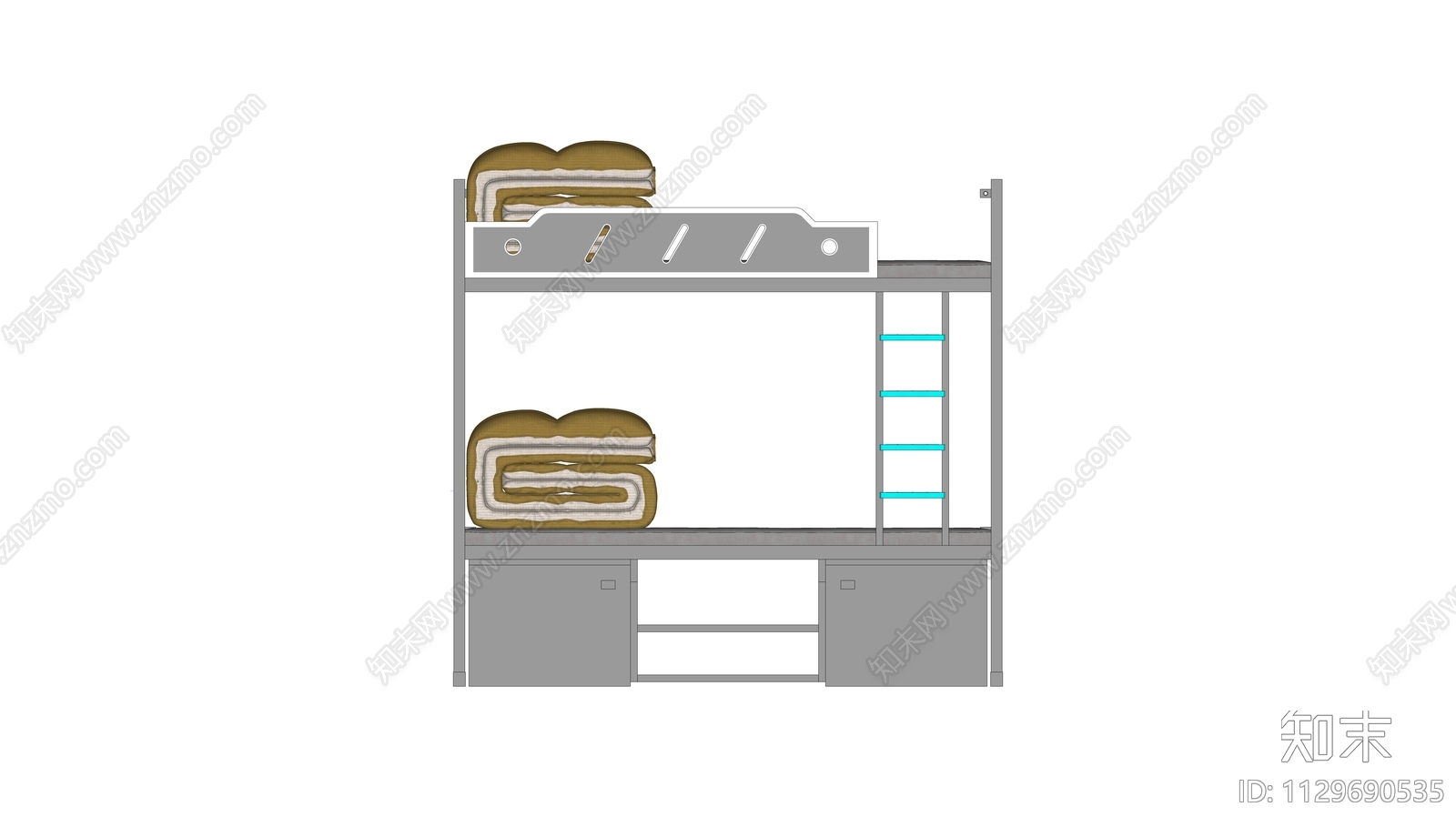 现代宿舍床SU模型下载【ID:1129690535】