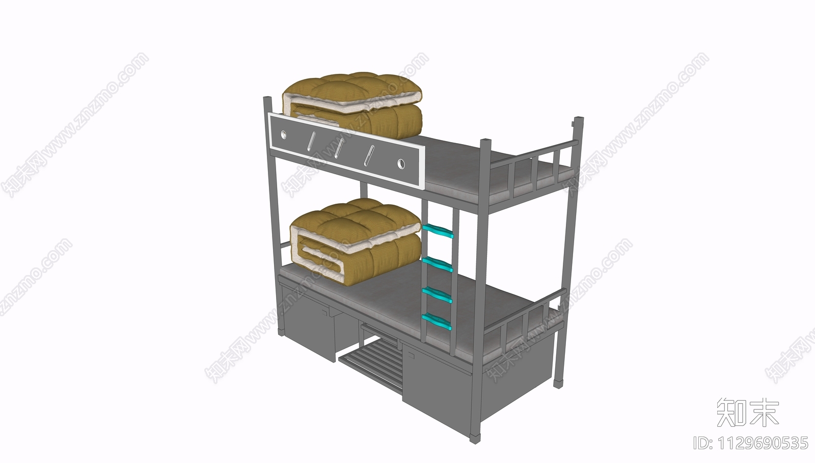 现代宿舍床SU模型下载【ID:1129690535】