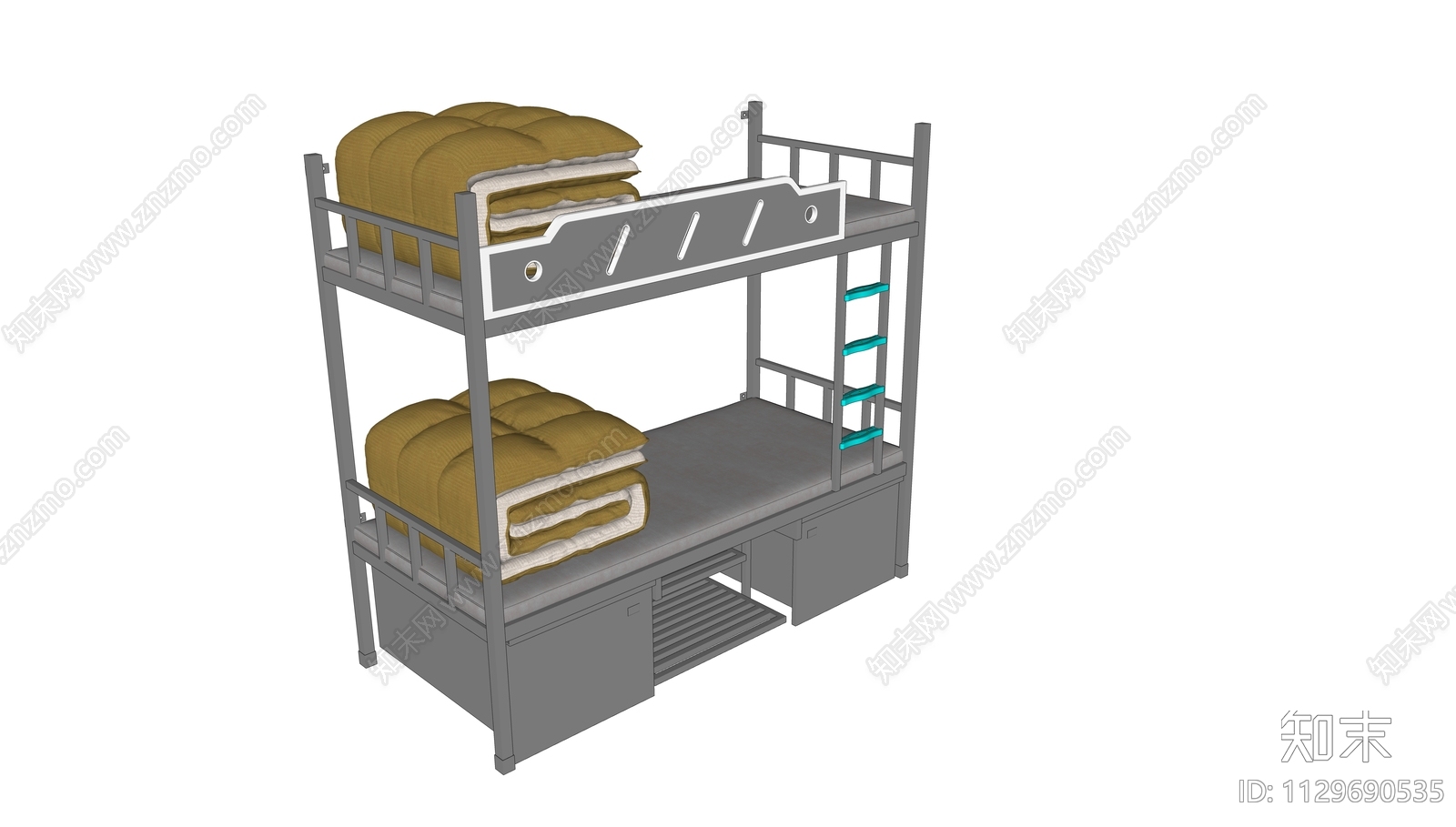 现代宿舍床SU模型下载【ID:1129690535】