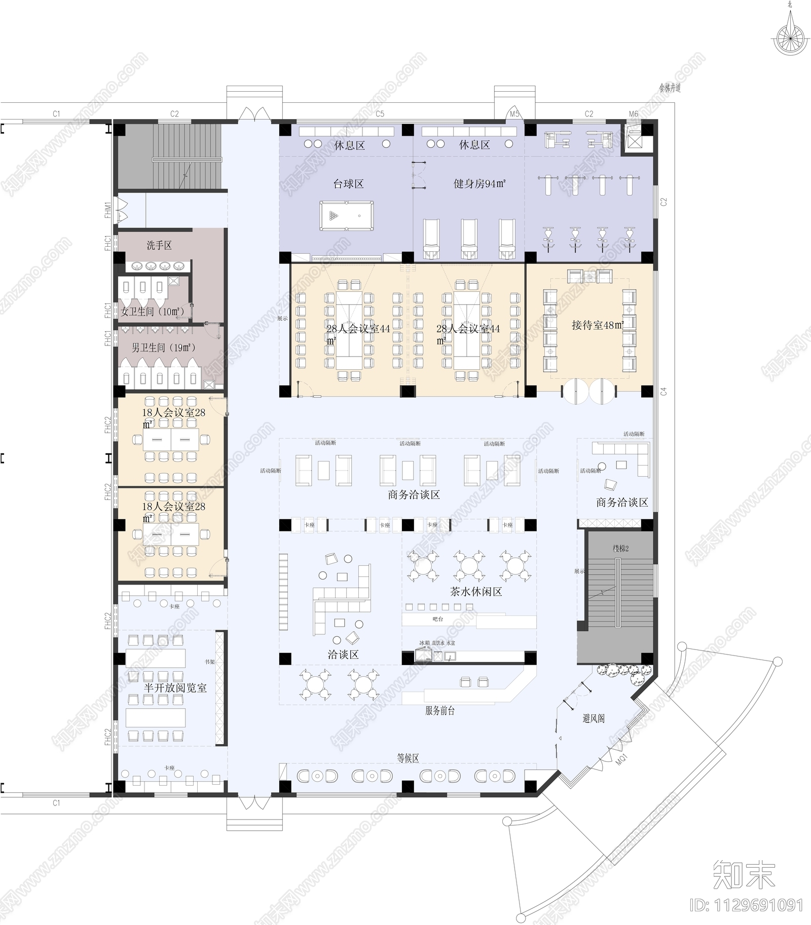 现代风格厂区办公室cad施工图下载【ID:1129691091】