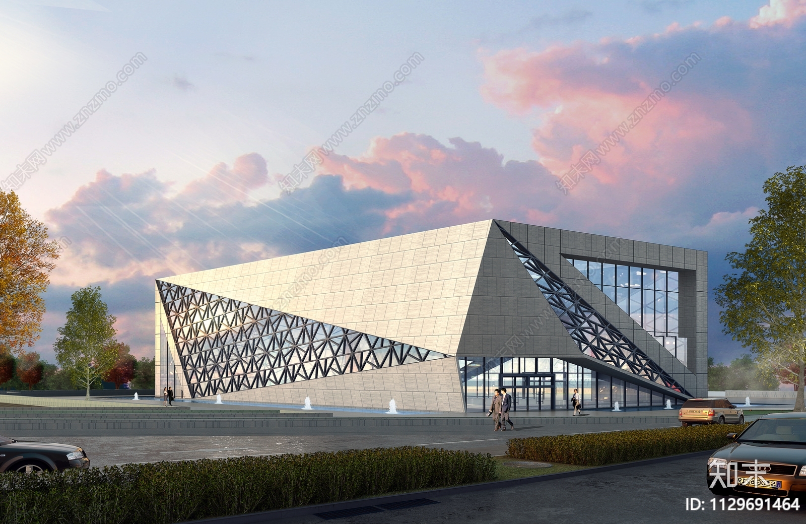 现代展览馆建筑SU模型下载【ID:1129691464】_知末su模型网