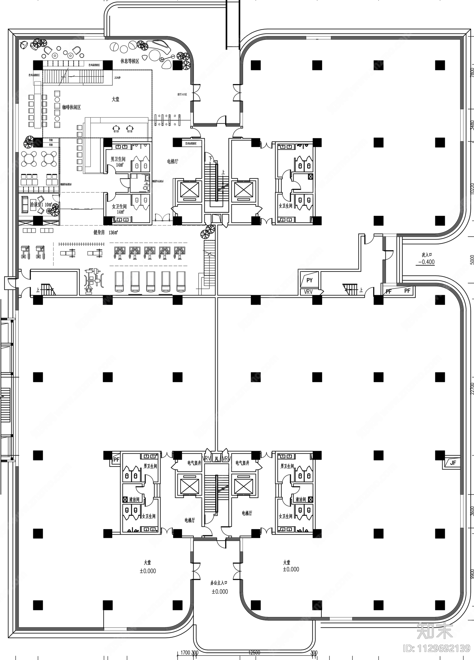 现代简约办公室cad施工图下载【ID:1129692139】