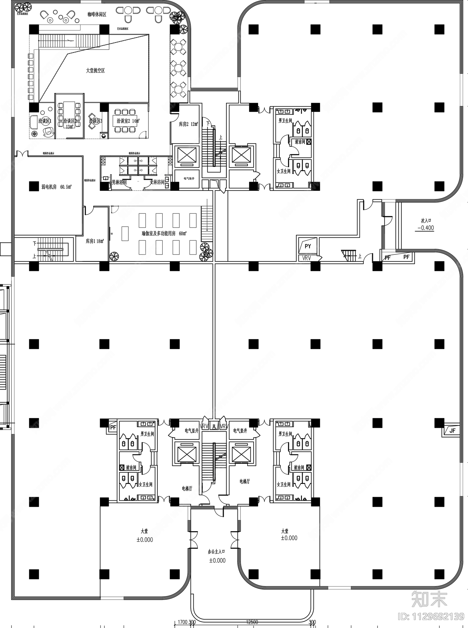 现代简约办公室cad施工图下载【ID:1129692139】