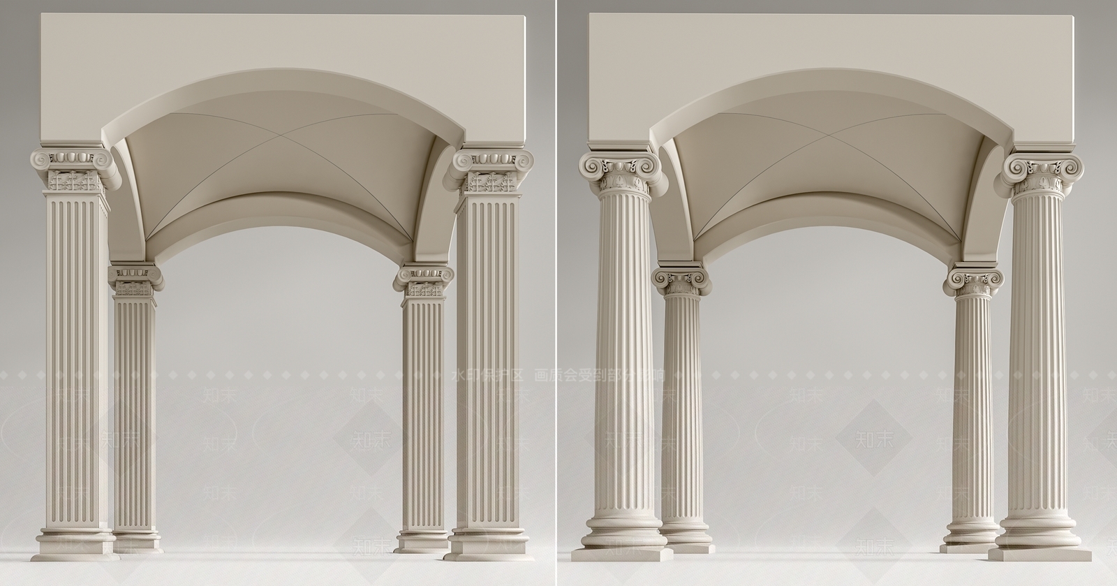 欧式拱形型罗马柱SU模型下载【ID:1129694372】