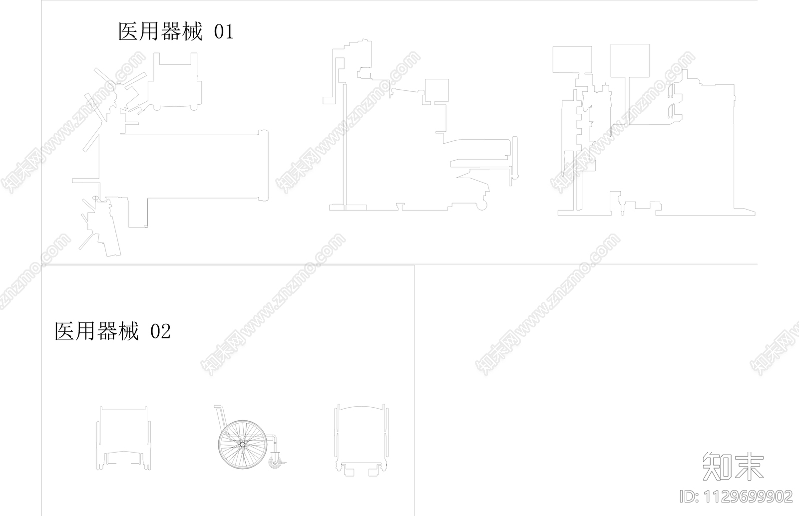 现代简约医疗器材cad施工图下载【ID:1129699902】