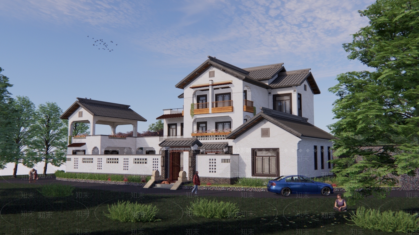 新中式农村自建房SU模型下载【ID:1129700928】