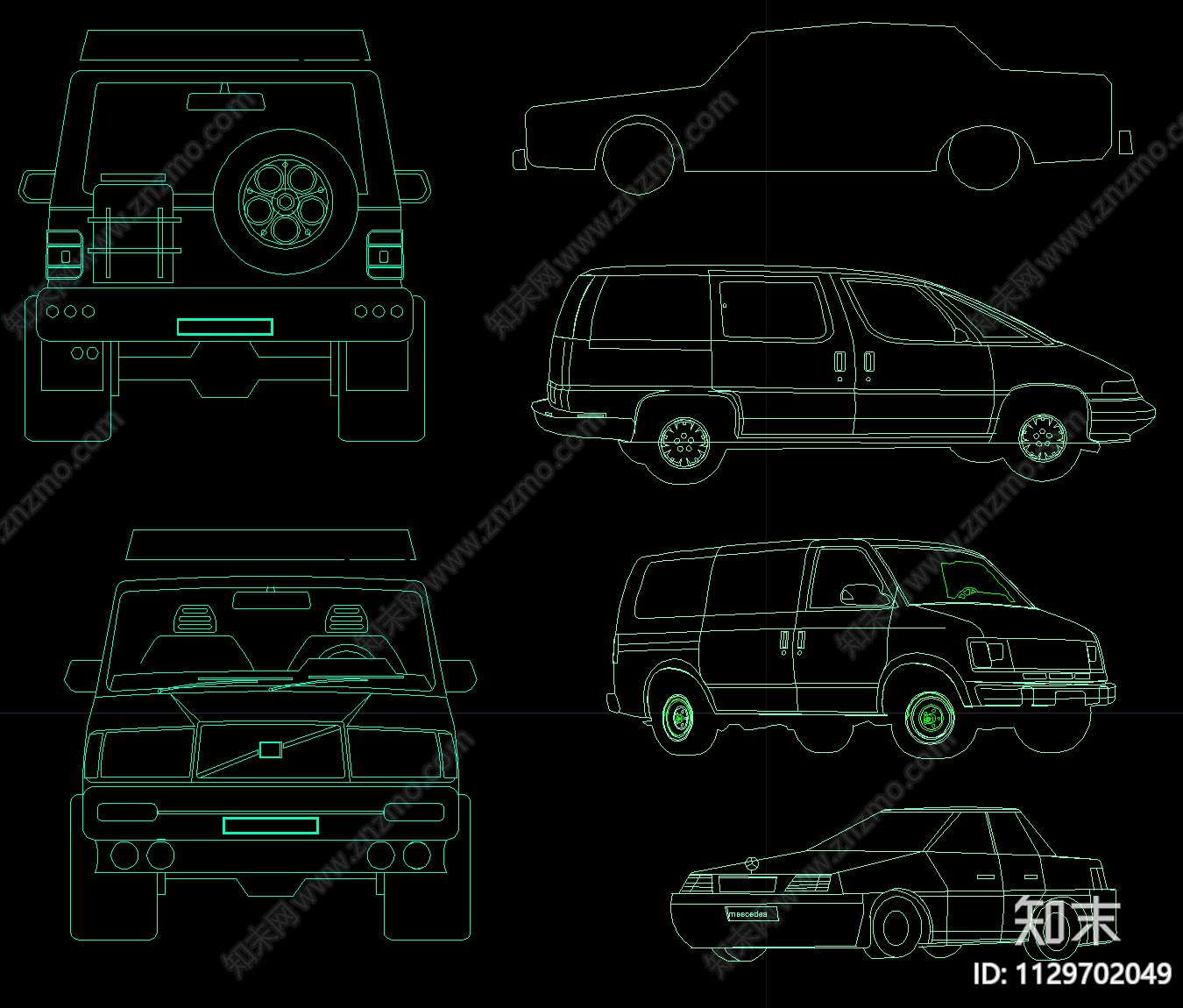 各类汽车三视图施工图下载【ID:1129702049】