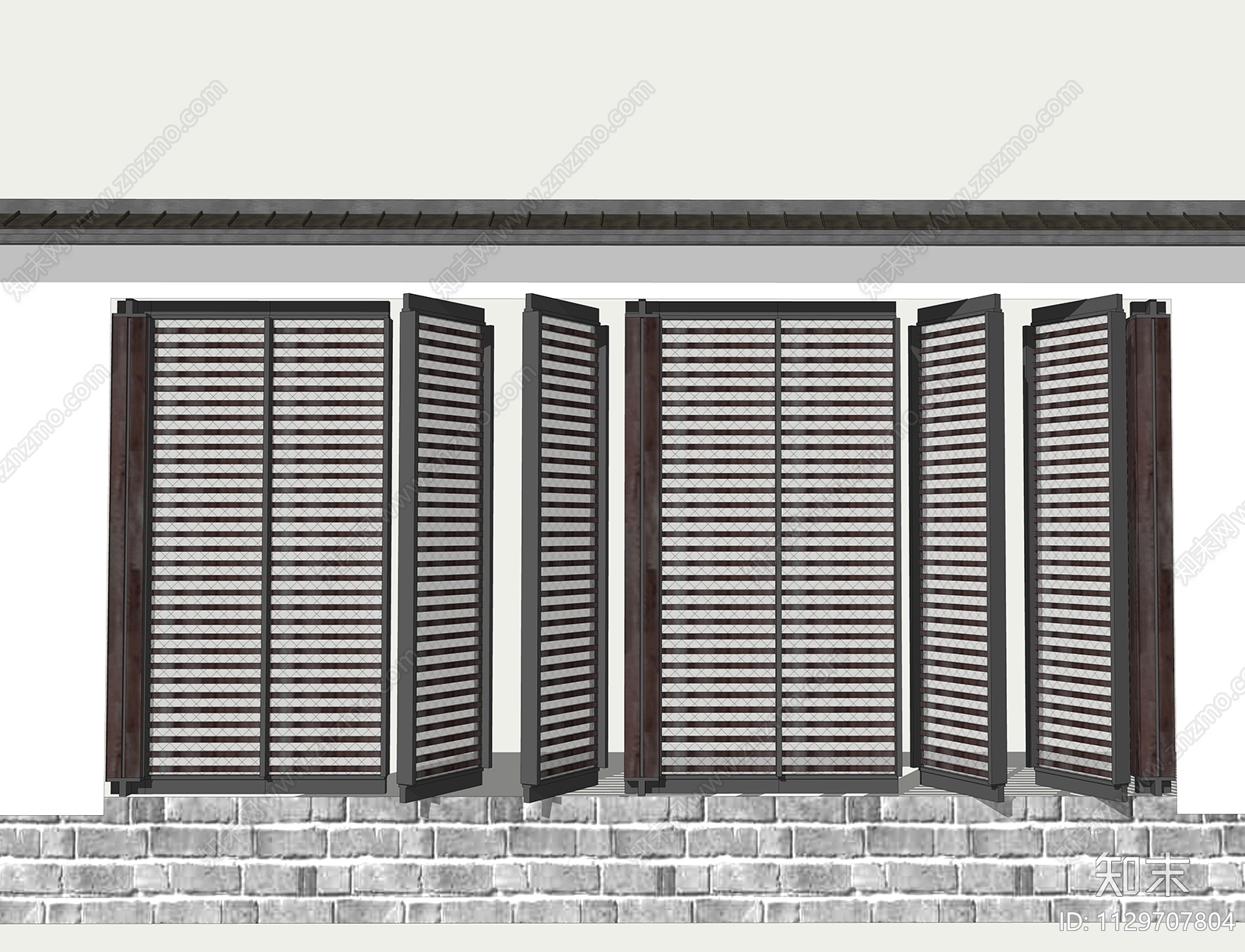中式窗户组合SU模型下载【ID:1129707804】