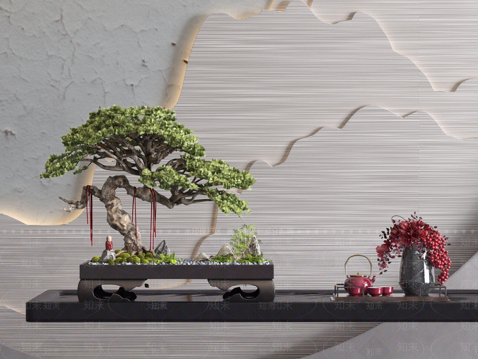 新中式松树盆景3D模型下载【ID:1129709948】