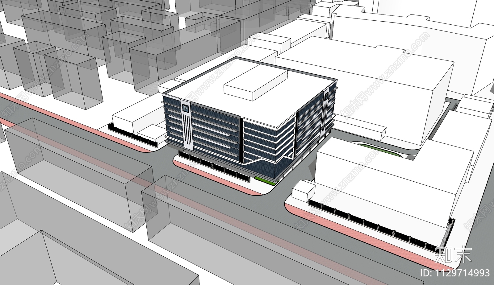 现代立体停车楼SU模型下载【ID:1129714993】